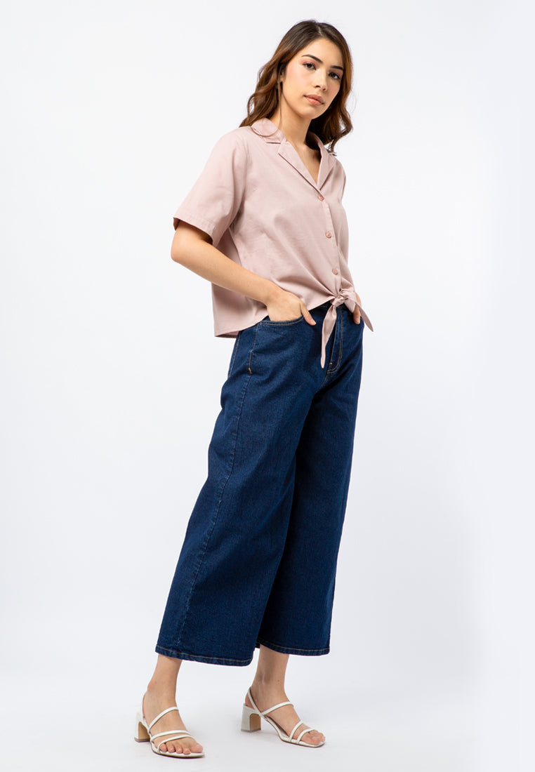Short Sleeve Crop Knot Shirt