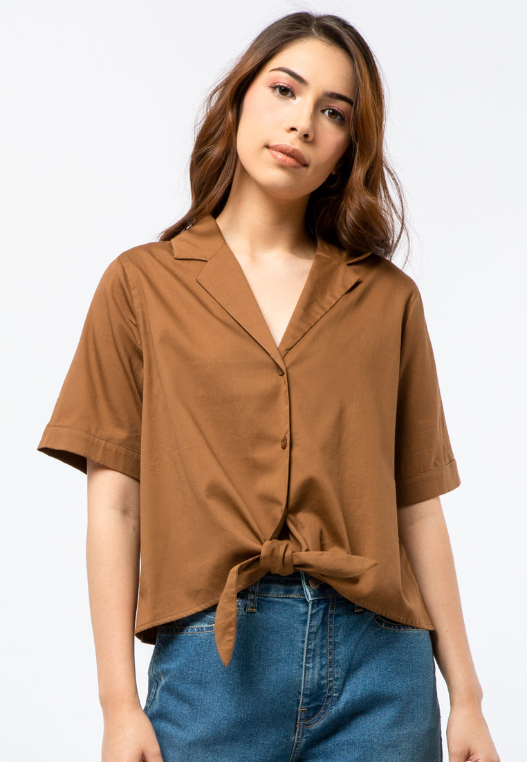 Short Sleeve Crop Knot Shirt