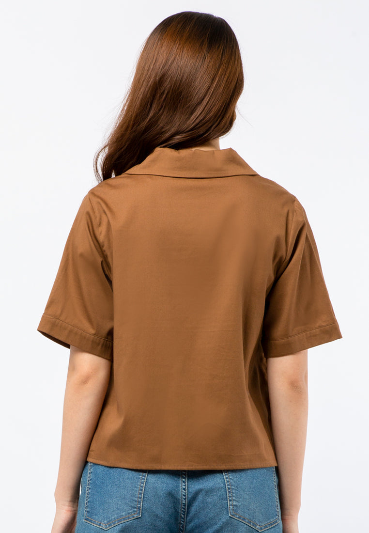 Short Sleeve Crop Knot Shirt