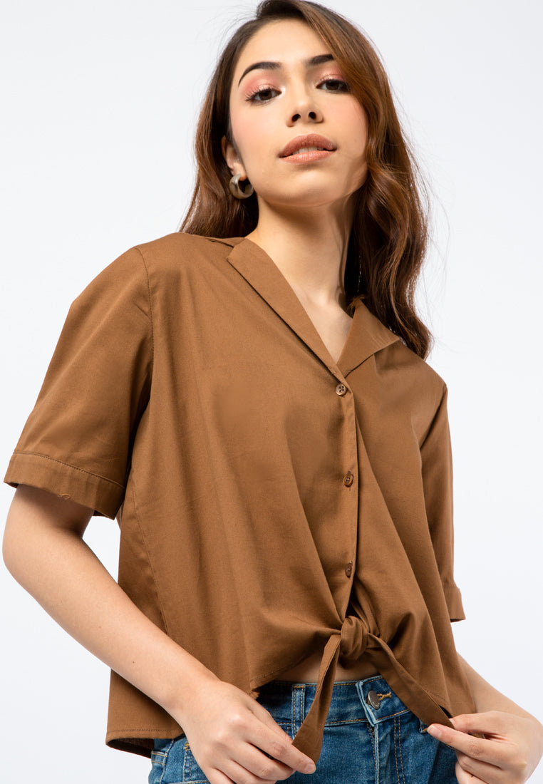 Short Sleeve Crop Knot Shirt