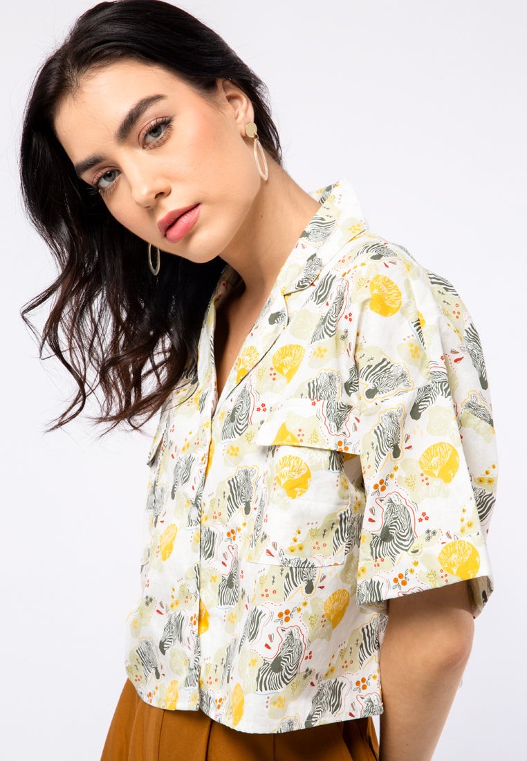 Et Cetera x Ditut Safari Crop Printed Blouse
