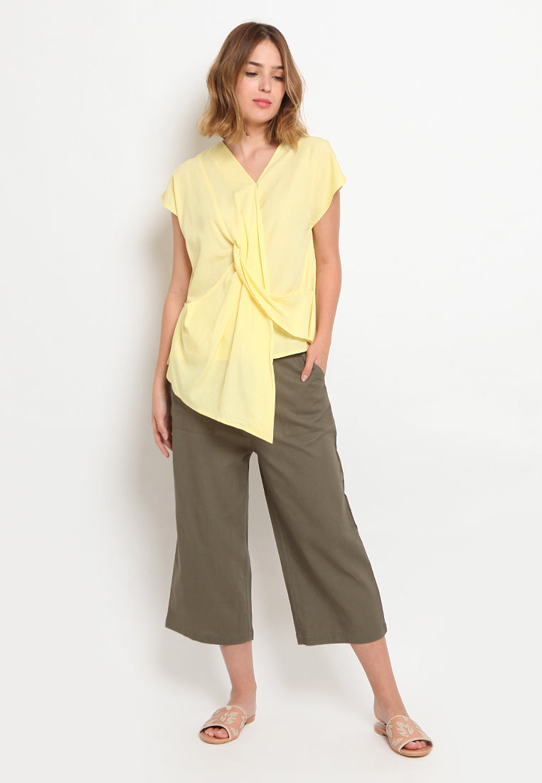 Front Twist Cotton Blouse