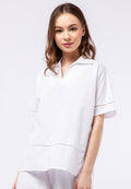 Loose Blouse with Lace Trim Details