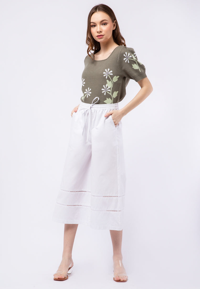 Culottes with Lace Trim Details
