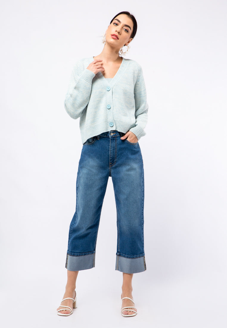 2-tone Flatknit Cardigan