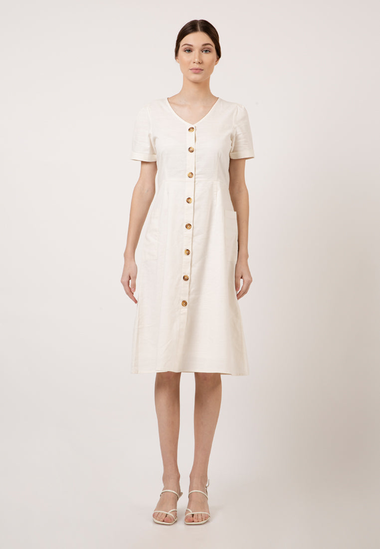Button Vneck Dress