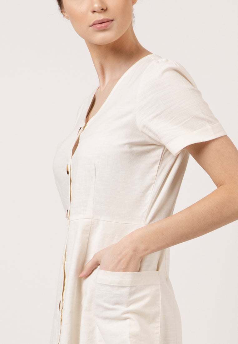Button Vneck Dress