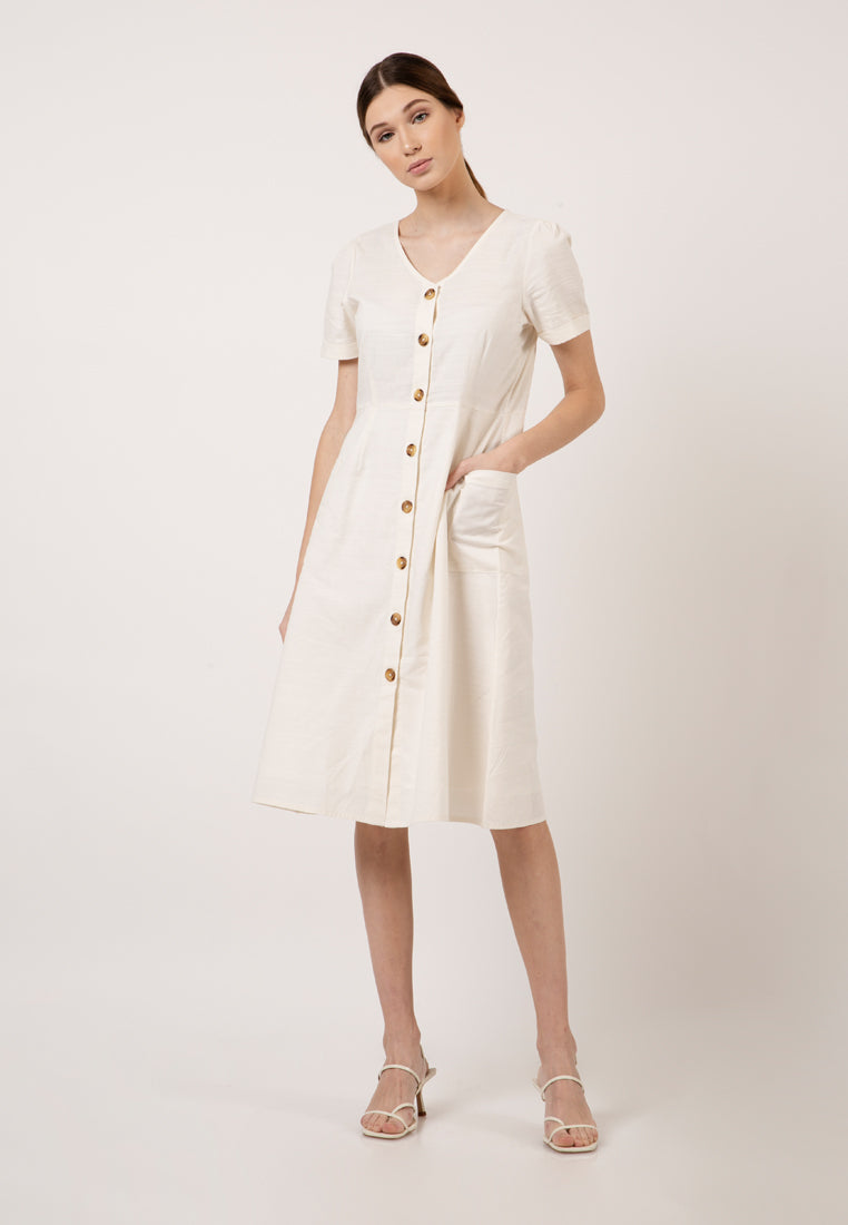 Button Vneck Dress