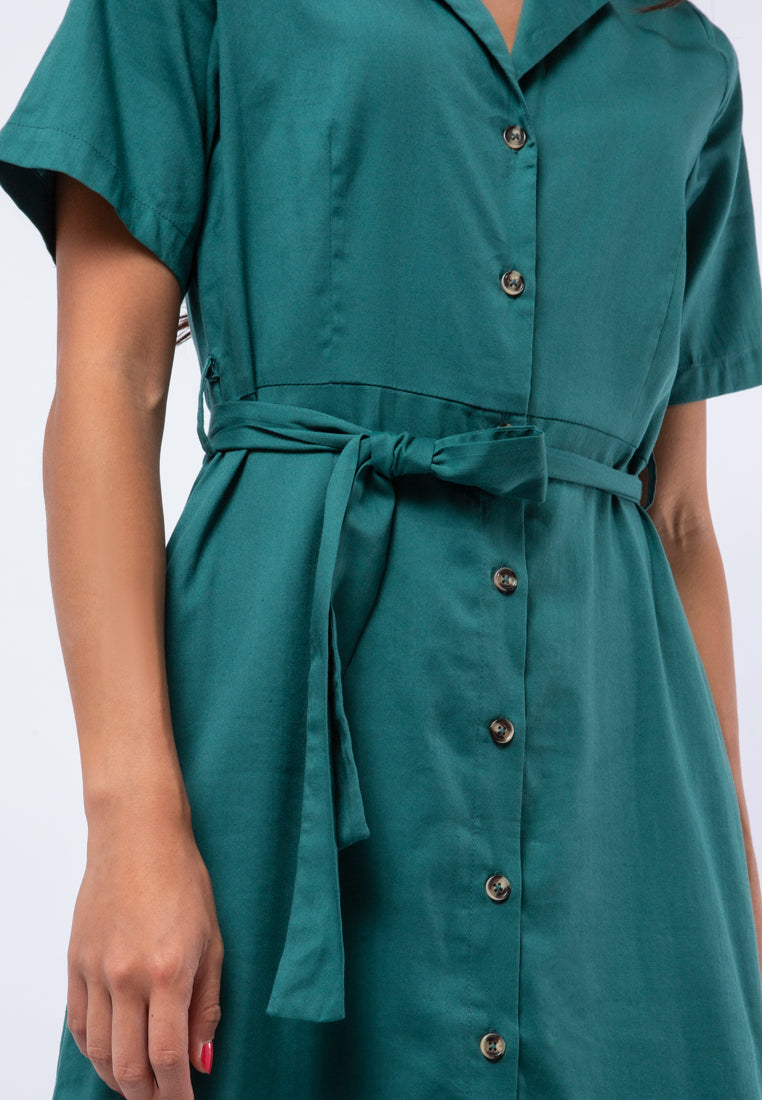 Pyjama Collar Midi Dress