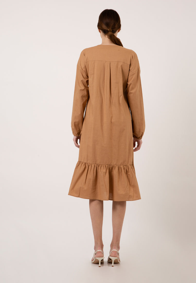 Asymetric Khaki Dress