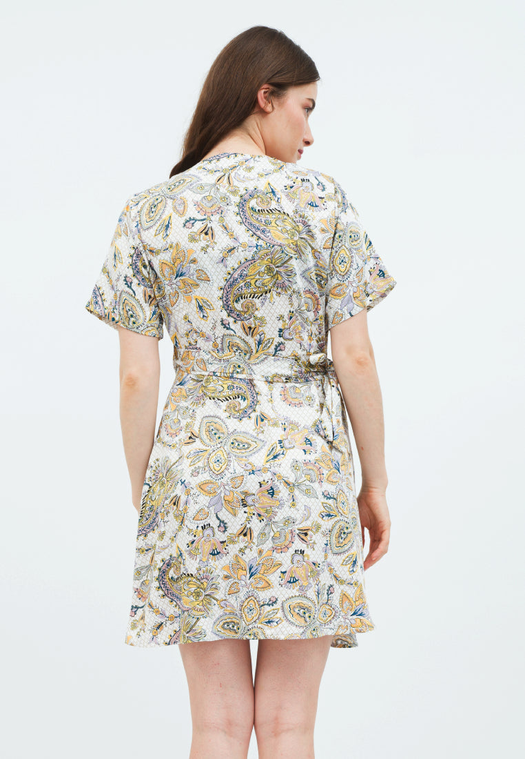Printed Mini Wrap Dress