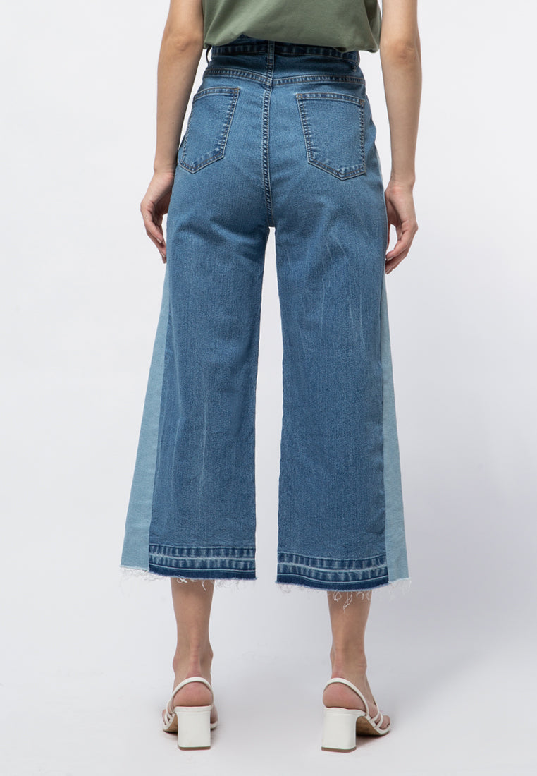 Contrast Washing High Waist Denim
