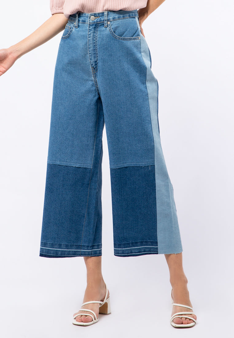 Highwaist Patchwork Denim Pants