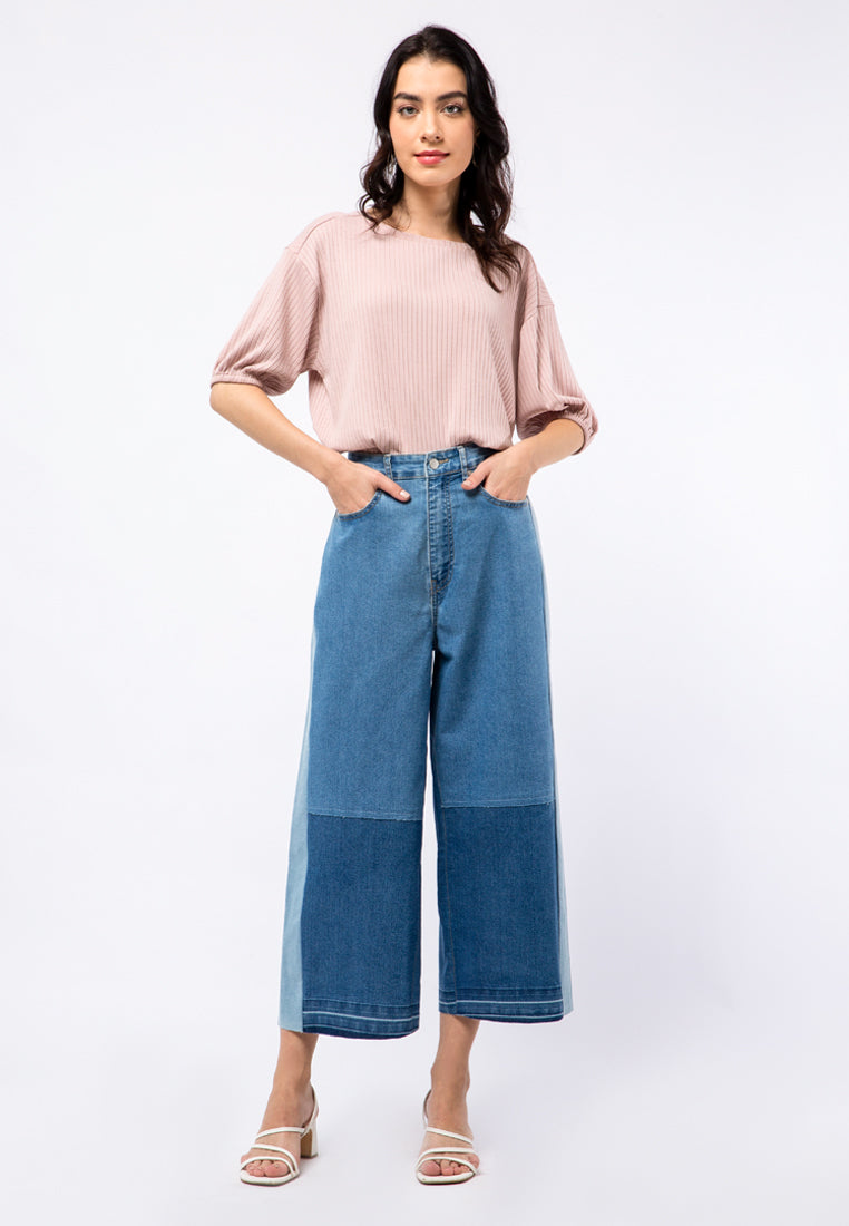 Highwaist Patchwork Denim Pants