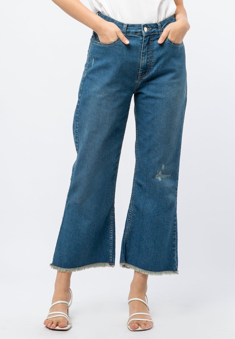 High Waist Skinny Flare Denim Pants