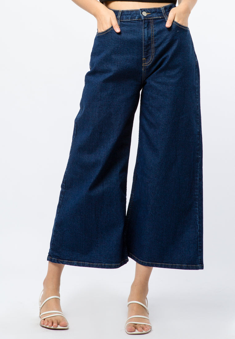 High Waist Wide Leg Denim Pants