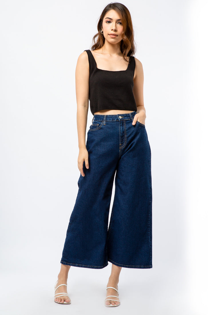High Waist Wide Leg Denim Pants