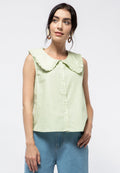 Wide Collar Sleeveless Blouse