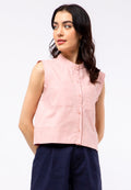 Mandarin Collar Sleeveless Shirt