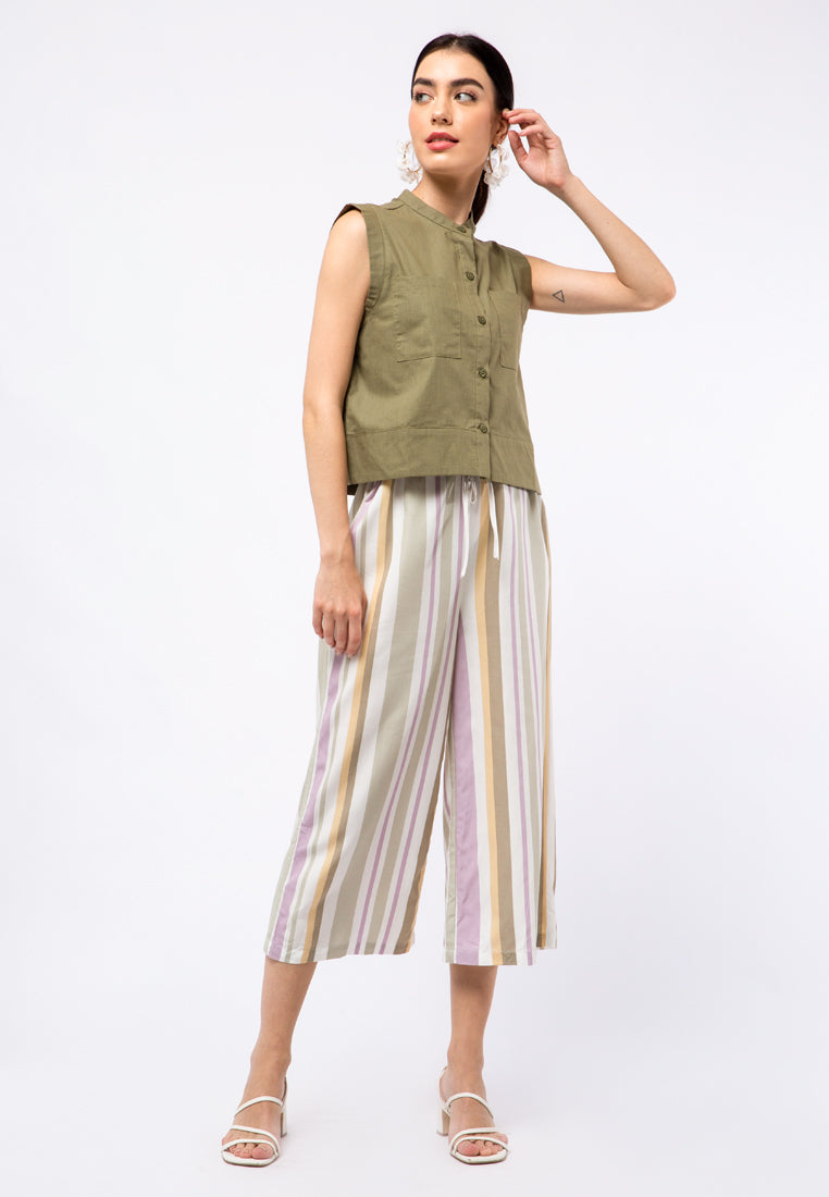 Mandarin Collar Sleeveless Shirt