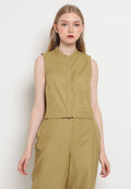 Mandarin Collar Sleeveless Blouse