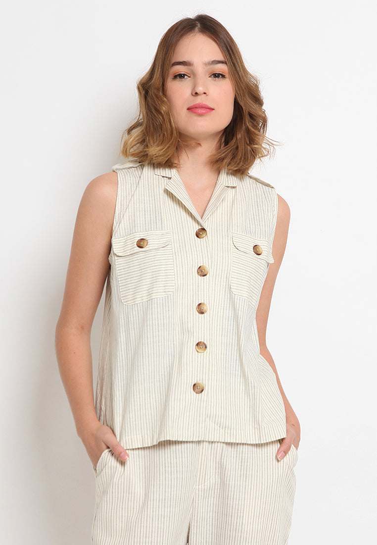 Sleeveless Safari Blouse