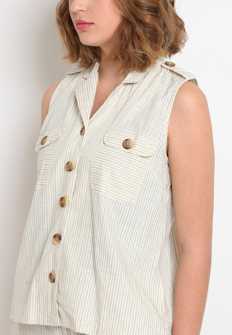 Sleeveless Safari Blouse