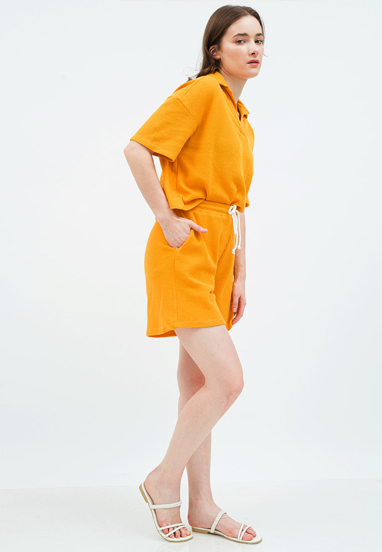 High Waist Short with Contrast Drawstring