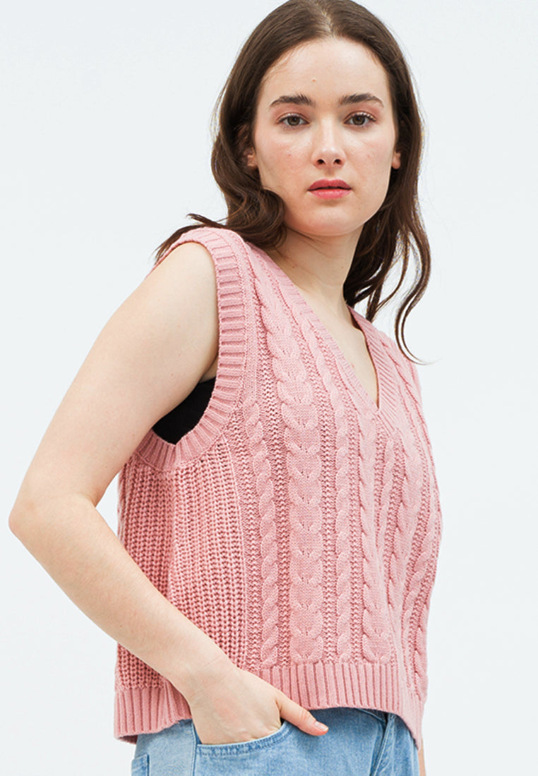 Cable Knit Crop Vest