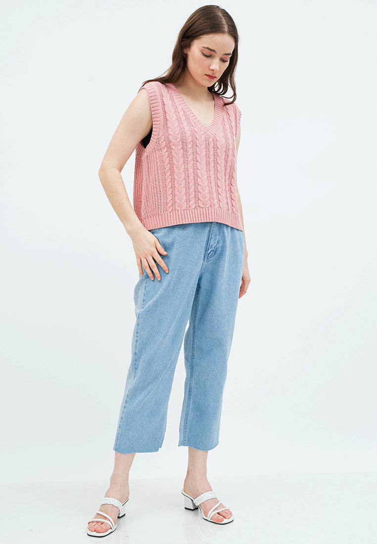 Cable Knit Crop Vest