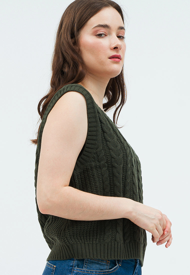 Cable Knit Crop Vest