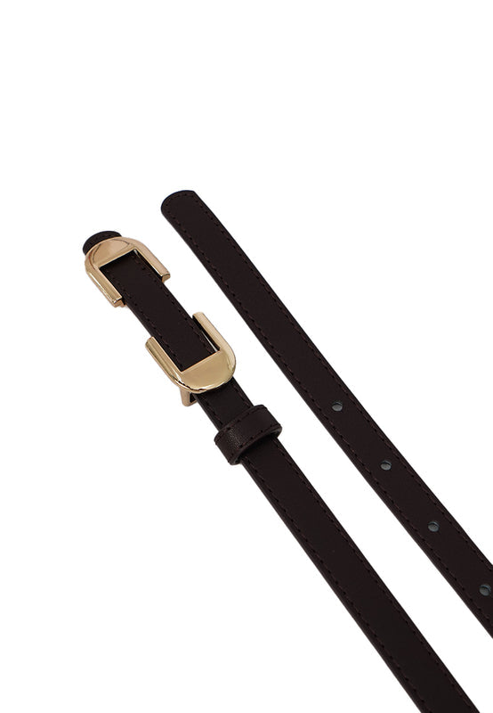 Metal Buckle Belt Dark Brown