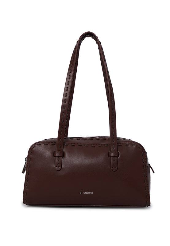 Tote Bag With Stitching Accents Brown