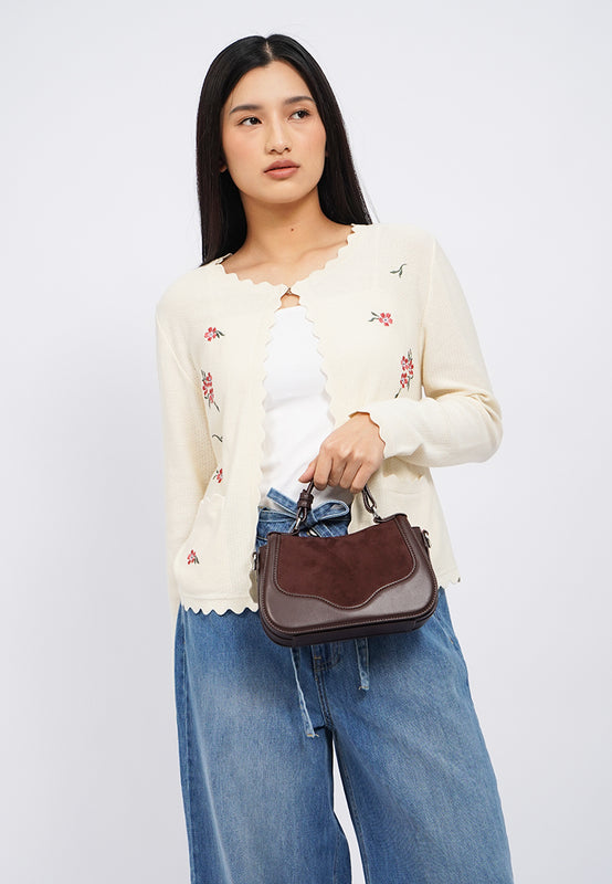 Brown Suede Sling Bag