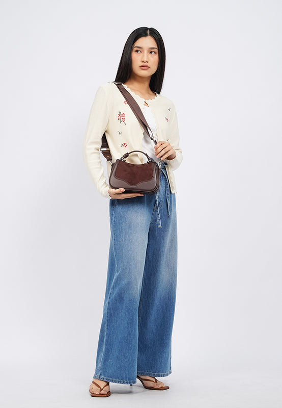 Brown Suede Sling Bag