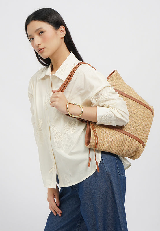 Woven Tote Bag Beige