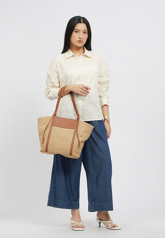 Woven Tote Bag Beige