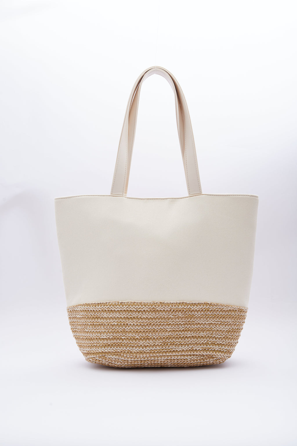 Tote Bag with Raffia Accent
