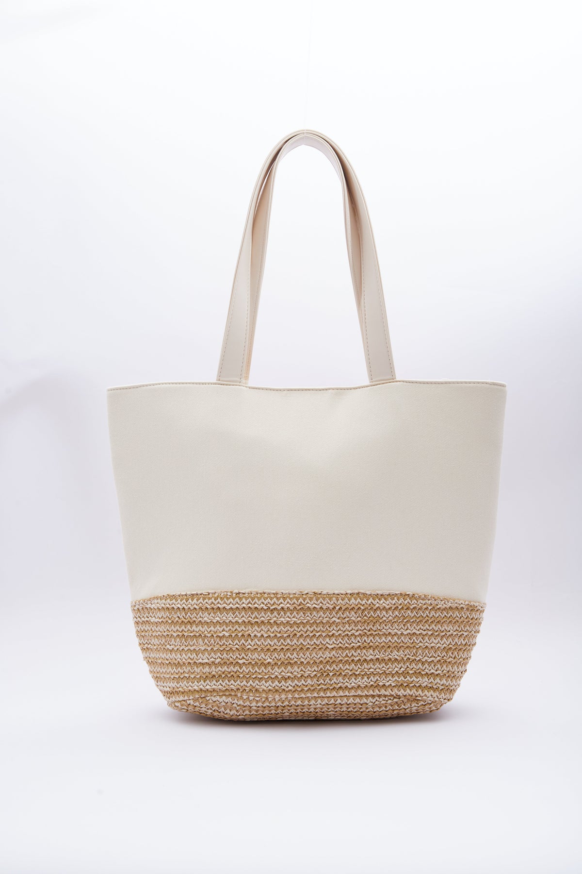 Tote Bag with Raffia Accent