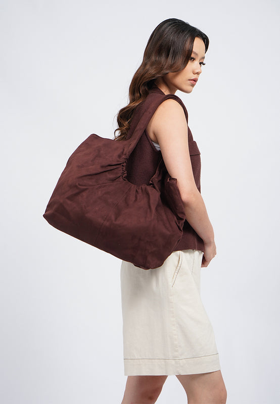 Dark Brown Suede Shoulder Bag