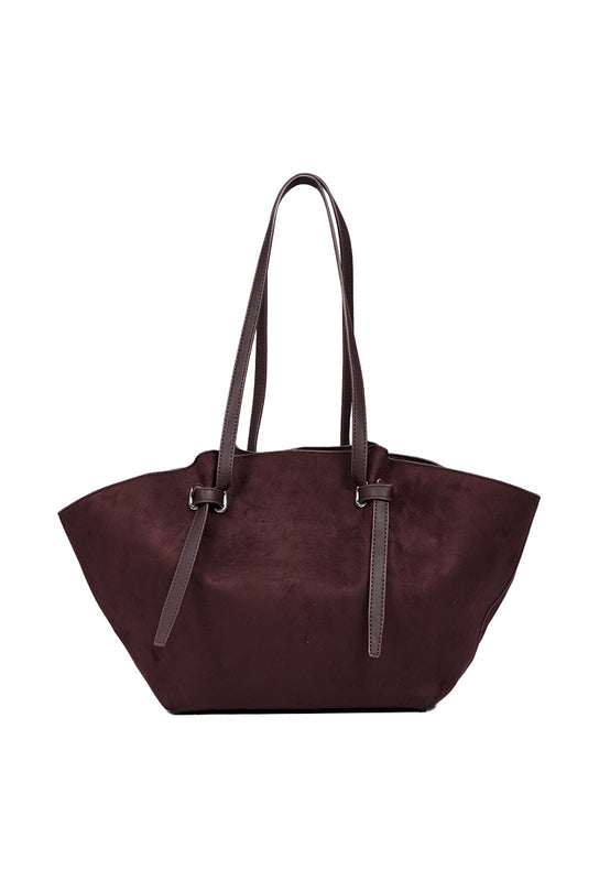 Dark Red Suede Tote Bag