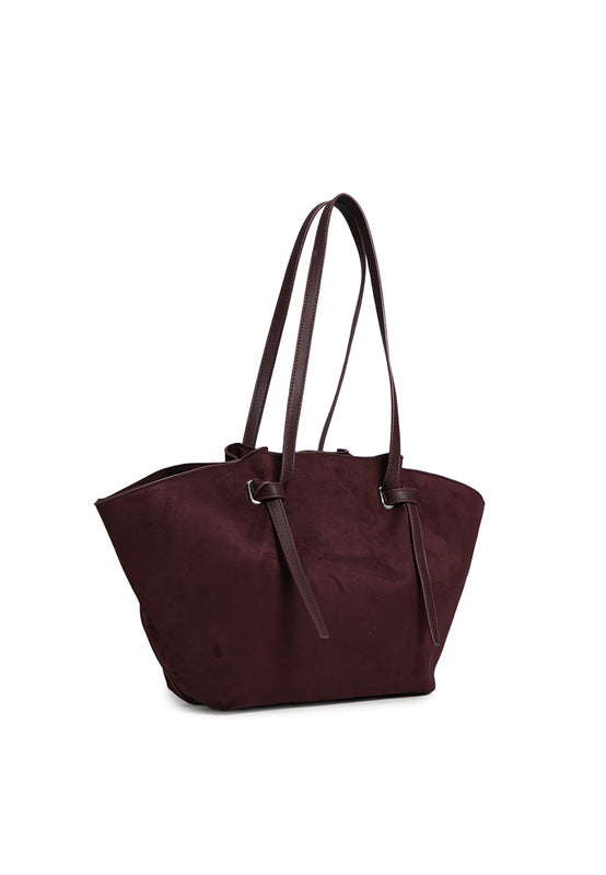 Dark Red Suede Tote Bag