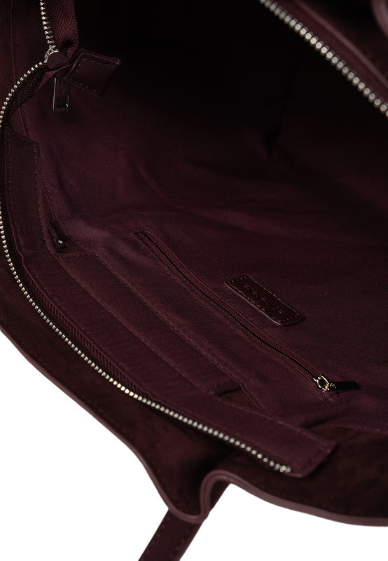 Dark Red Suede Tote Bag