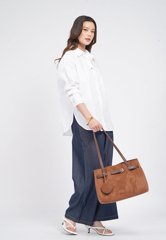 Brown Suede Shoulder Bag
