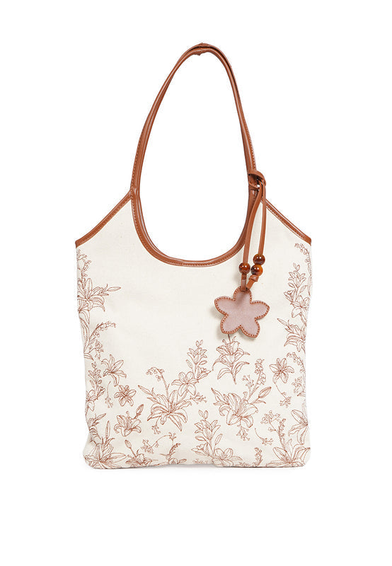 Printed Flower Tote Bag