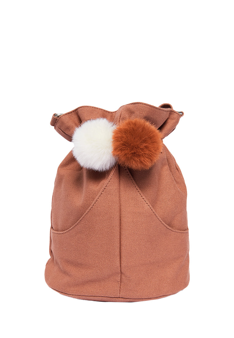 Pom Pom Drawstring Bag
