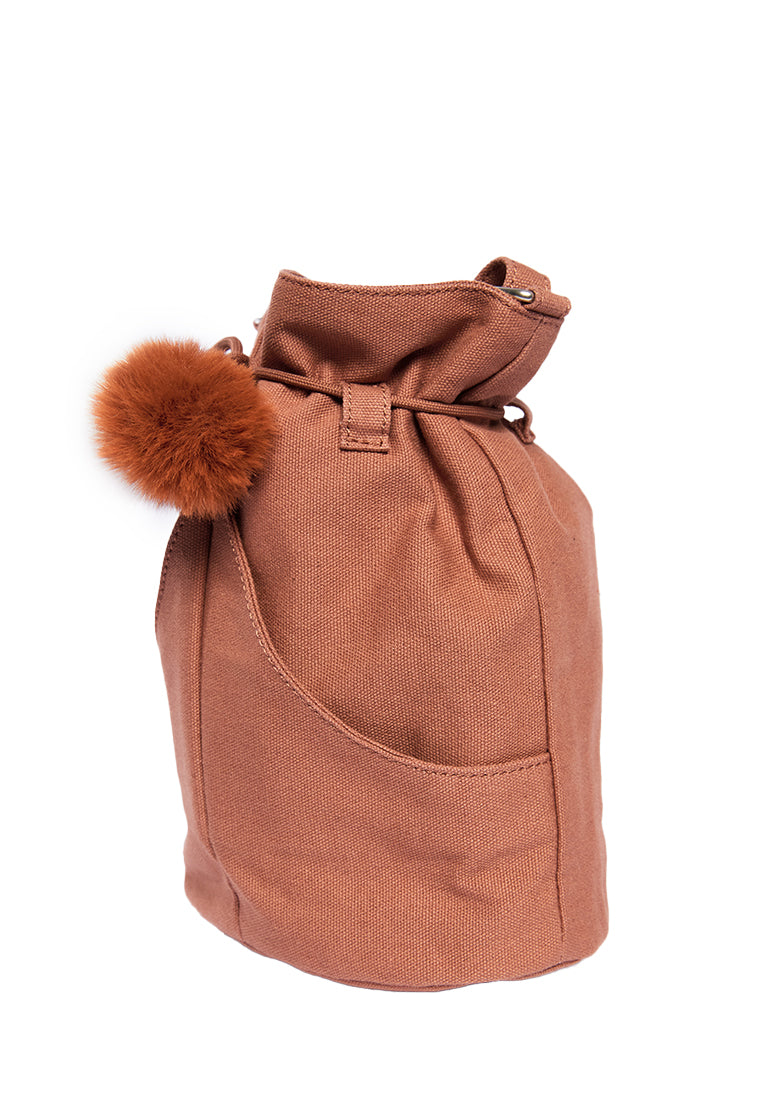 Pom Pom Drawstring Bag