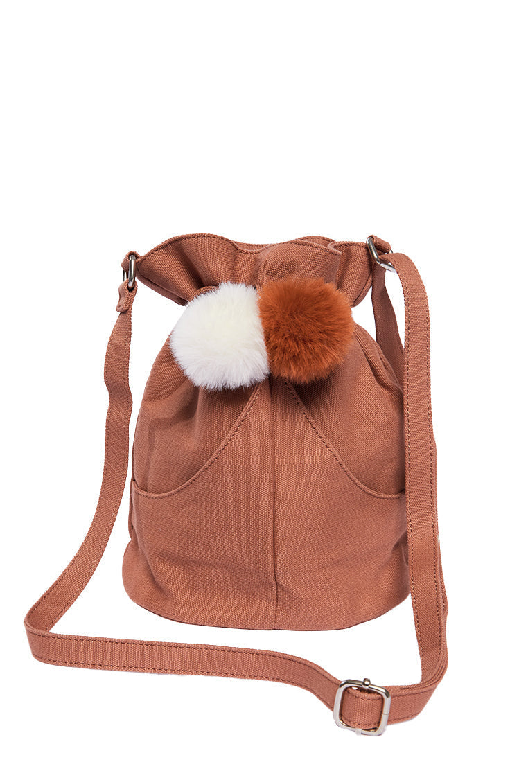 Pom Pom Drawstring Bag