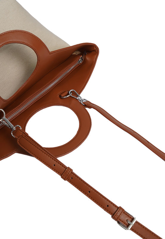 Hand Bag with Long Strap BEIGE