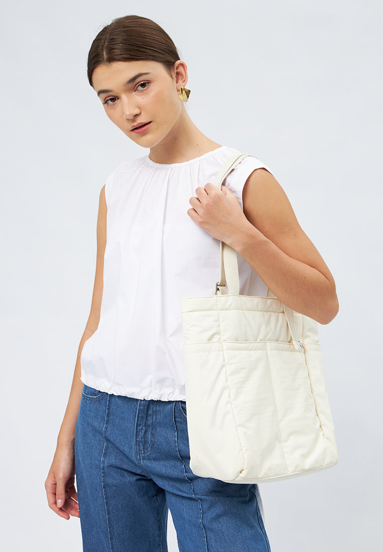 Tote Bag with Pockets Detail IVORY